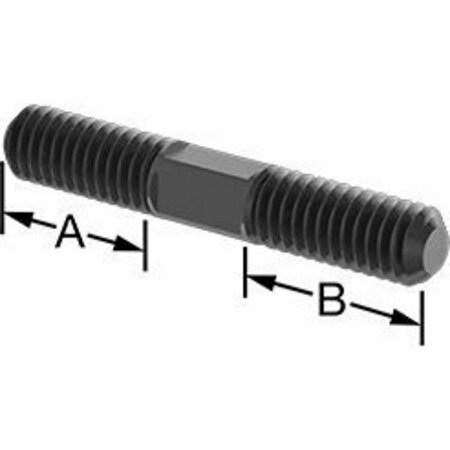 BSC PREFERRED Black-Oxide Steel Threaded on Both Ends Stud 5/16-18 Thread Size 2 Long 3/4 Long Threads 90281A103
